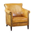 Gezellige, Comfortabele Rundleren Fauteuil/armchair In Een Unieke Kleur thumbnail 1
