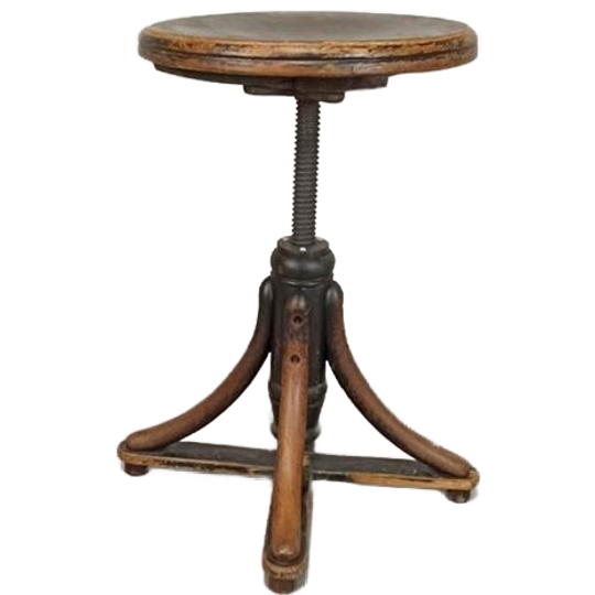 Antieke Bentwood Swivel Pianokruk Krukje 1