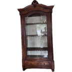 Volledig Uitneembare Antiek Mahonie Franse Vitrinekast Met 1 Deur Facet Geslepen Glas En 1 Lade thumbnail 1