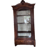 Volledig Uitneembare Antiek Mahonie Franse Vitrinekast Met 1 Deur Facet Geslepen Glas En 1 Lade
