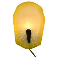 Mid Century Modern - Wall Mounted Lamp With Yellow And White Glass Shade And Brass Detail