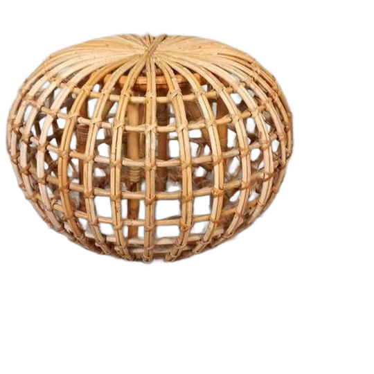 Vintage Riet Rotan Poef Ottoman Voetstoel, Rond 1