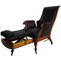 19e-eeuwse Antieke Bibliotheekstoel Van Horrix – Zwart Leer