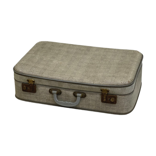 Grijs Ruitje Brocante Koffer Vintage Suitcase Opberger 1
