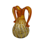 Hand Made Italian Glass Vase (Medium)- Amber Colored With Yellow And Orange Details - Excellent Q thumbnail 1