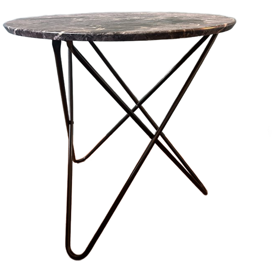 Vintage-style Round Coffee Table /salontafel With Marble Effect, Wood & Metal 59 X 59 Cm 1