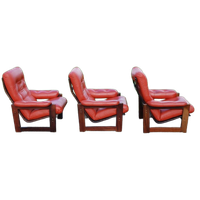 Coja Armchairs Lederen Bekleding Palissander Frame Scandinav