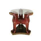 Zeldzame Antieke Houten Tafel Met Hondenkoppen En Bloemenschildering thumbnail 1