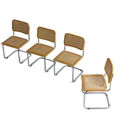 Set Van 4 Vintage Cesca Stoelen, Made In Italy 1980 1