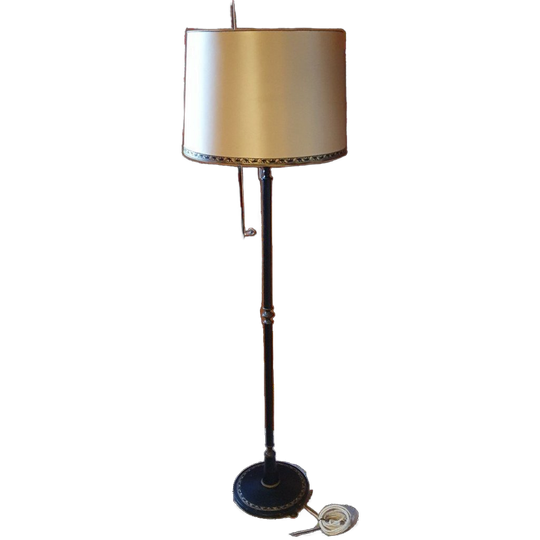 Klassiek - Vloerlamp - Staande Lamp - Met Leder Omkleed -1950 1