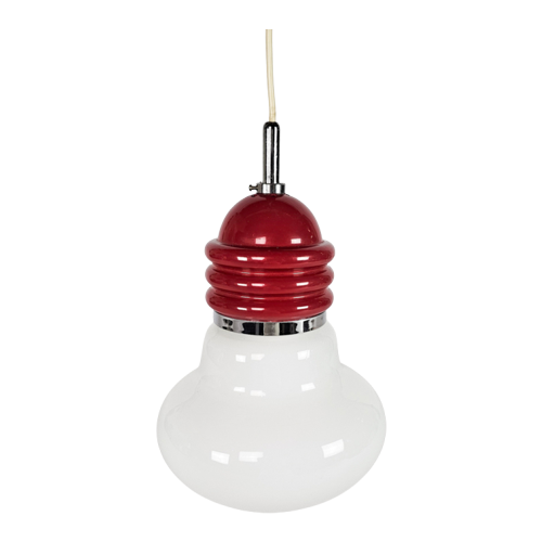 Tronconi - Enrico Tronconi - 'Bulb Lamp' - Opaline - Chroom - Italie - 1970'S