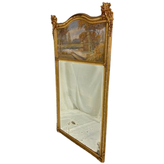 Grote Antieke Spiegel Met Bladgoud Lijst 173 X 92cm 1