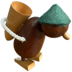 Danish Teak Figurine Of Man With Basket 1960S thumbnail 1