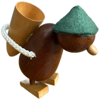 Danish Teak Figurine Of Man With Basket 1960S