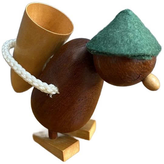 Danish Teak Figurine Of Man With Basket 1960s 1
