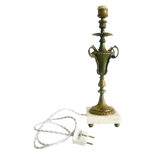 Barok Tafellamp Messing Marmer Vintage 1