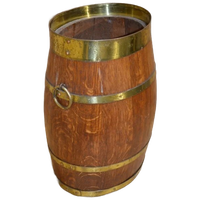 Ovaal Eikenhouten Ton Met Messing Ringen Vintage