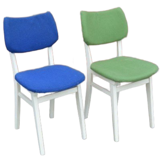 Set Van 2 Teakhouten Keukenstoelen Met Kunstleren Bekleding – Vintage Jaren 50 Stijl 1