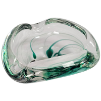 Kristalunie Maastricht - Max Verboeket - Geslingerde Kleuren Van Helder Glas Met Groen - 60's