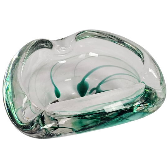 Kristalunie Maastricht - Max Verboeket - Geslingerde Kleuren Van Helder Glas Met Groen - 60's 1