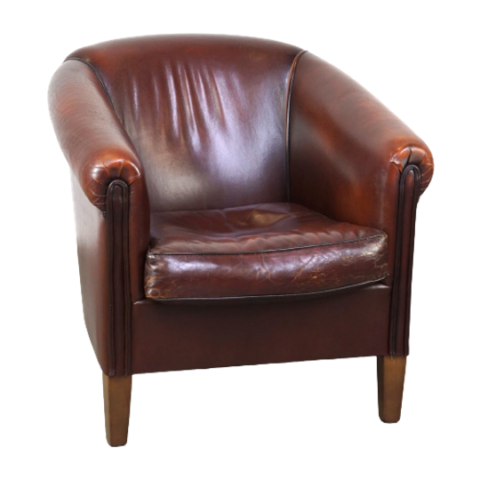 Leuke Schapenleren Clubfauteuil Met Een Mooi Patina 1