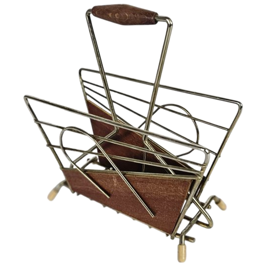 Vintage Servettenhouder - Metaal - Teak - 60's 1