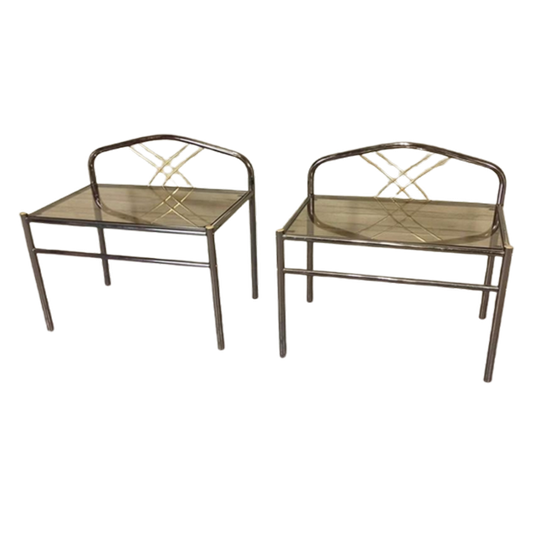 Set Van 2 Vintage Hollywood Regency Stijl Nachtkastjes 1