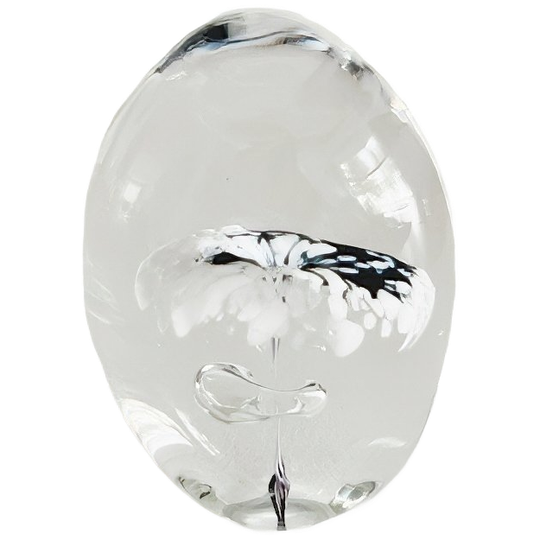 Daum Crystal Glazen Presse-papier Glas Bloem Zwart Wit 1