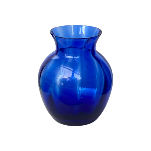 Italian Design - Empoli - Mid-Century Handgeblazen Vaas Kobalt Blauw
