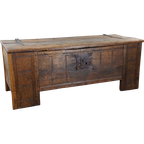 Zeer Grote 16e Eeuwse Primitieve Eikenhouten Kist/ Salontafel/ Dressoir thumbnail 1