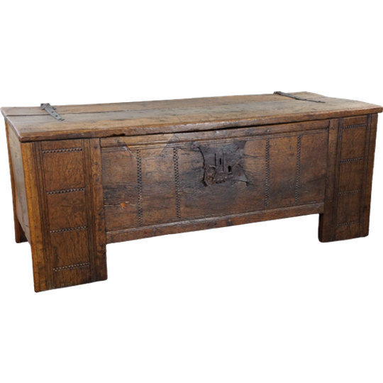 Zeer Grote 16e Eeuwse Primitieve Eikenhouten Kist/ Salontafel/ Dressoir 1