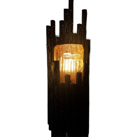 Brutalist Wandlamp In Murano Glas En Brons Van Marcello Fant 1