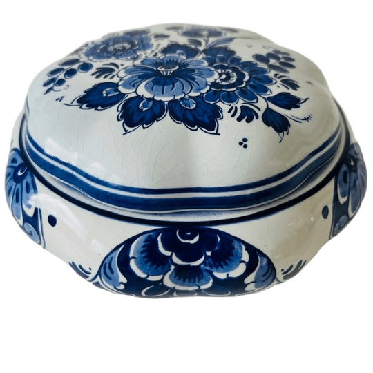 Vintage Delftsblauwe Bonbonnière Sieradendoosje Royal Delft 1950’s 1