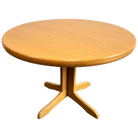 Vintage Ronde Uitschuifbare Eettafel, Licht Eiken.
