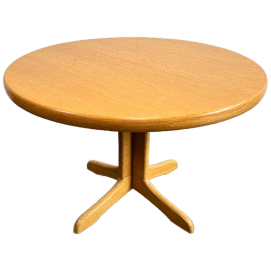 Vintage Ronde Uitschuifbare Eettafel, Licht Eiken. 1