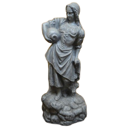 Vrouw Met Waterkruik – Decoratief Gipsen Beeld Op Voetstuk. 1