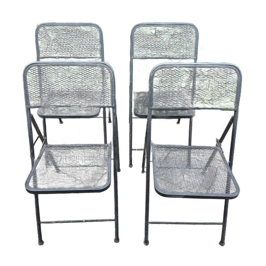 Vintage Smeedijzeren Klapstoelen - Set Van 4 1