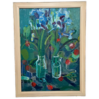 '50 S Vintage Origineel Schilderij Bloemen In Vazen thumbnail 1