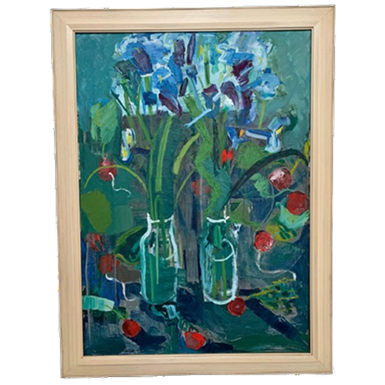 '50 S Vintage Origineel Schilderij Bloemen In Vazen 1