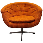 Jaren 60 Oranje Vintage Fauteuil Clubfauteuil Draaistoel thumbnail 1
