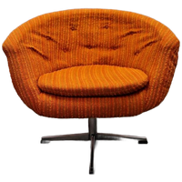 Jaren 60 Oranje Vintage Fauteuil Clubfauteuil Draaistoel