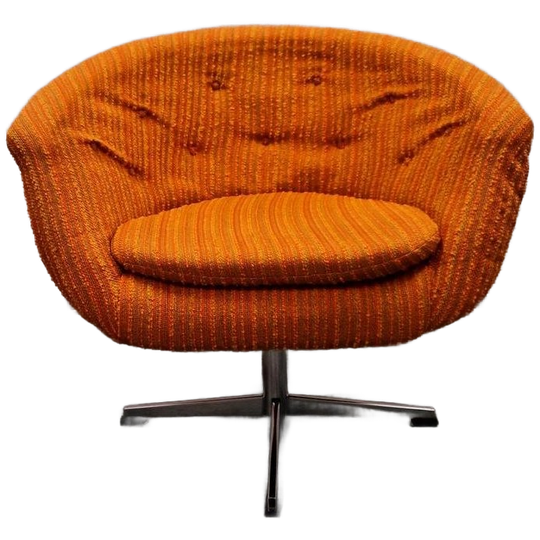 Jaren 60 Oranje Vintage Fauteuil Clubfauteuil Draaistoel 1