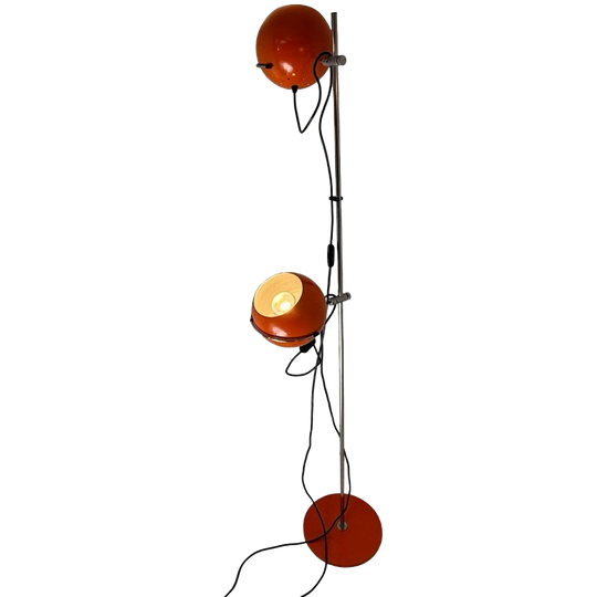 Gepo - Space Age Design / Mcm Floor Lamp With Two Shades - Orange Shades 1