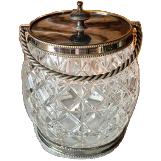 Vintage Biscuit Jar. Geslepen Glas En Decoratieve Deksel. 1