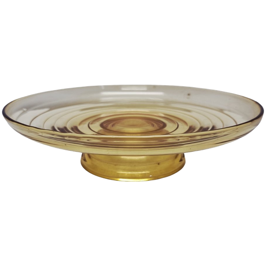 Mid Century Gele Schaal Op Voet 1