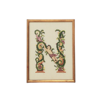 Gouden Lijst Geborduurde Letter N