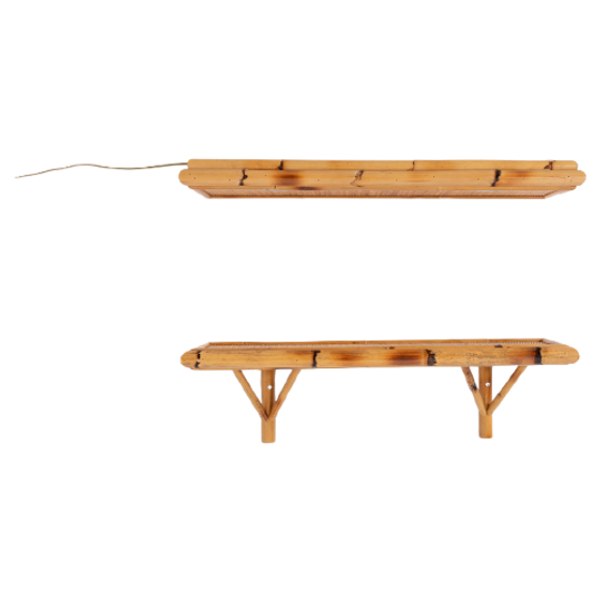Pair Of Vintage Bamboo-cane Wall Shelves 1