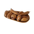 Vintage Fruitschaal Teakhout Met Houten Fruit Beeld Kunst thumbnail 1