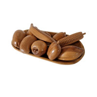 Vintage Fruitschaal Teakhout Met Houten Fruit Beeld Kunst