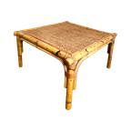 Vintage Bamboo Vierkante Coffee Table / Salontafel Met Rotan thumbnail 1